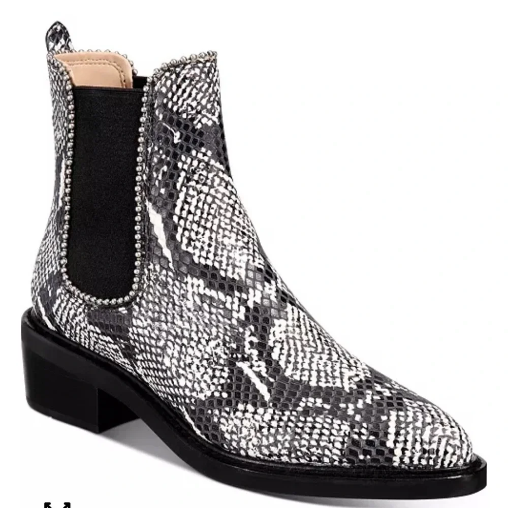 COACH Women's Bowery Snakeskin Beadchain Chelsea Booties 8M‎